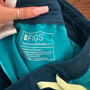 Figs Technical Collection Teal and Navy Scrubs